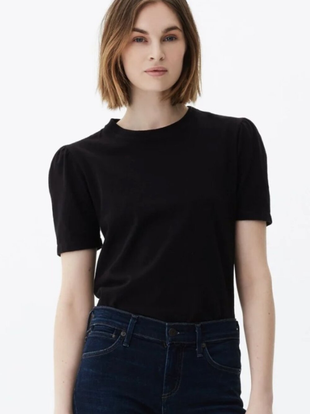 Citizen Of Humanity Hannah Puff Sleeve Black T Shirt Tee Casual Work Shirt